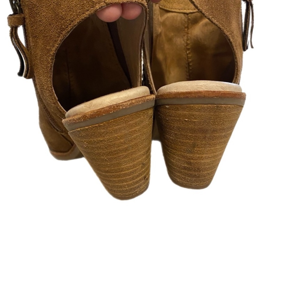 Sofft Brown‎ Festival Suede Peep-Toe Heeled Boots - Picture 5 of 10